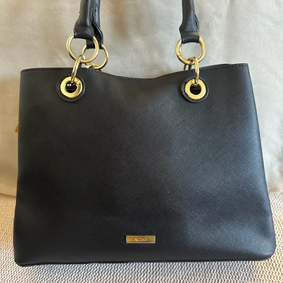ALDO Elegant Black Tote with Gold Accents - Picture 3 of 12